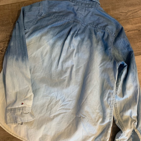 DIY Ombré Reverse Tie Dye Denim Shirt sz M - Picture 2 of 5